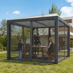 Kit Tenda Zanzariera per Pergola Bioclimatica 360x300 cm Chiusura Zip