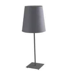 Lampada con Paralume in Tessuto Luce da Tavolo Moderna in Metallo Grigio