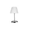Lampada da Comodino Cromata Paralume in Tessuto E27 Bianco Tavolo Scrivania