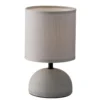 Lampada da Tavolo Grigia Lumetto in Ceramica con Paralume in Tessuto