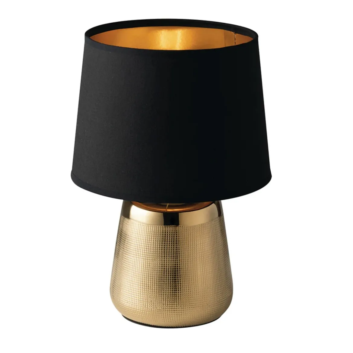 Lampada da Tavolo in Ceramica Oro con Paralume Nero Elegante Lampadina E14
