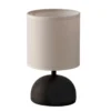 Lampada da Tavolo in Ceramica con Paralume Lumetto in Tessuto Marrone
