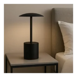 Lampada da Tavolo Ricaricabile Nera con Regolatore di Luminosità