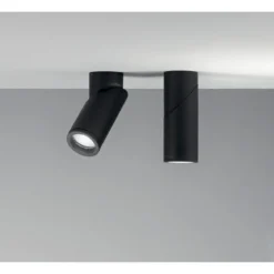 Lampada Faretto Nero Orientabile Luce da Soffitto Plafoniera Rotonda