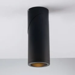 Lampada Faretto Nero Orientabile Luce da Soffitto Plafoniera Rotonda