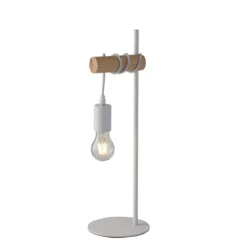 Lampada in Legno e Metallo Lumetto da Tavolo Luce Design Moderno