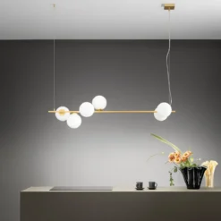 Lampada in Metallo Oro Elegante 6 Punti Luce Lampadario a Sospensione