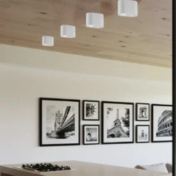 Lampada Intec a Soffitto Faretti Orientabili Plafoniera Rotonda Bianca