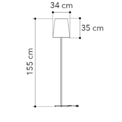 Lampada Moderna in Metallo Bianco Piantana con Paralume in Tessuto