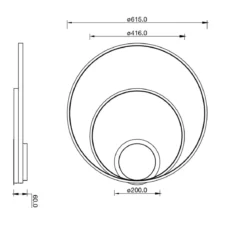 Lampada Nera Moderna a Soffitto da Interno Intec Plafoniera a LED CCT