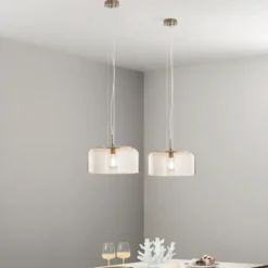 Lampadario Ambra a Sospensione Elegante da Interno Luce in Vetro Soffiato