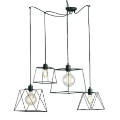 Lampadario a Sospensione in Metallo con 4 Punti Luce Moderno da Soffitto