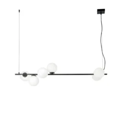 Lampadario a Sospensione Lampada in Metallo Nero Elegante 6 Punti Luce