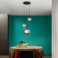 Lampadario con 3 Punti Luce a Sospensione in Vetro Elegante da Soffitto