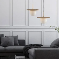 Lampadario Moderno Luce a Sospensione da Interno Design in Metallo Oro