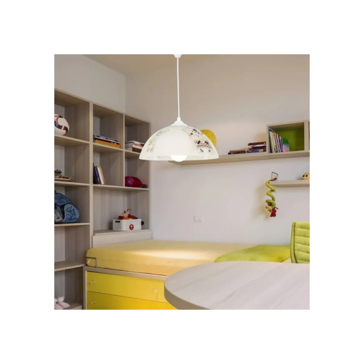 Lampadario Sospeso per Cameretta Ragazzi Lampada a Sospensione Vetro Bianco
