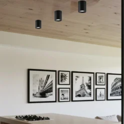 Lampada Rotonda in Alluminio Nero Opaco Faretto da Soffitto Punto Luce