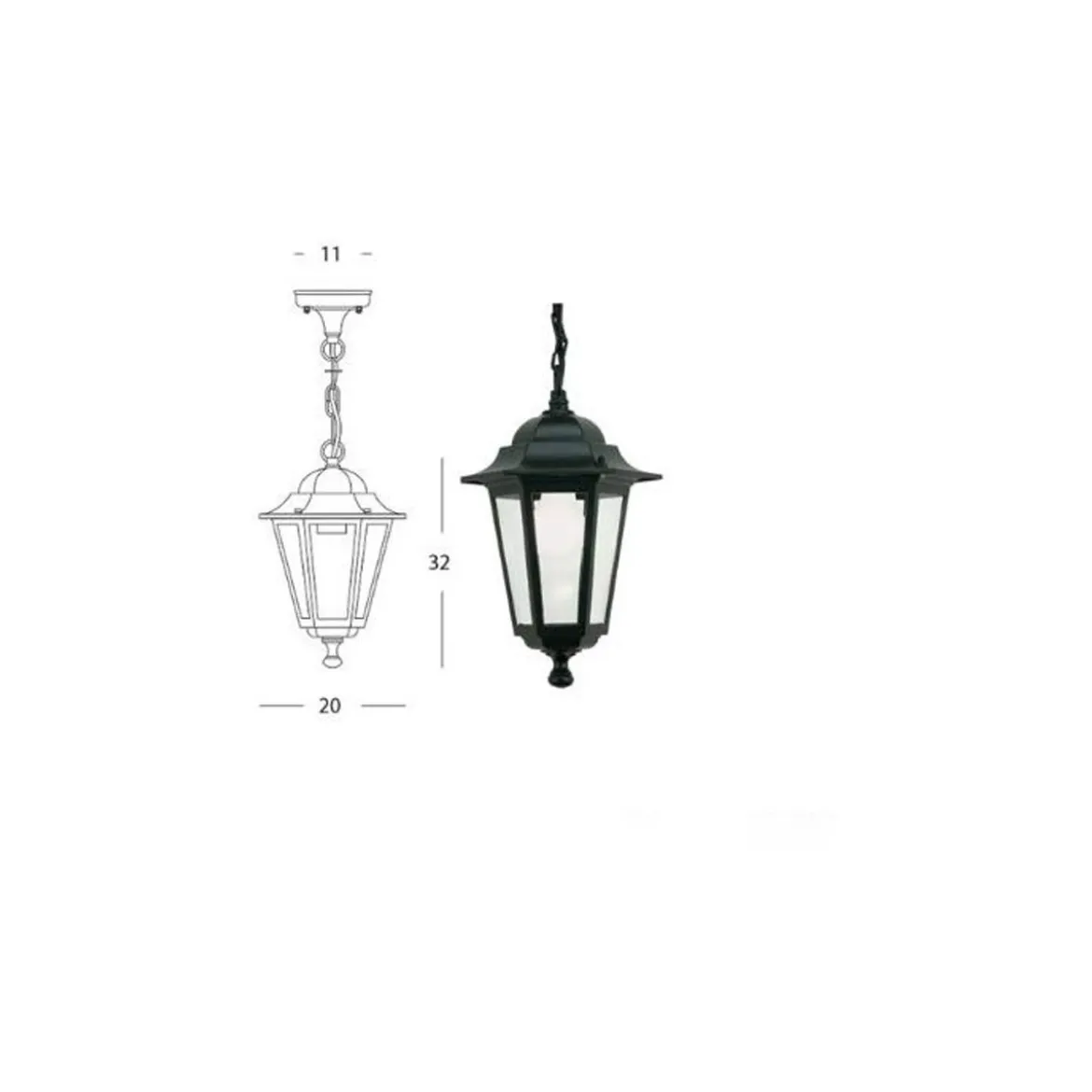 Lanterna a Sospensione Illuminazione Esterno Lampione Giardino Applique in Vetro
