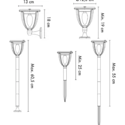 Lanterna Solare 3 in 1 LED 100 Luce Calda Muro Parete Picchetto Esterno