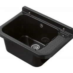 Lavabo per Esterno Nero 50x34 cm Lavello a Muro Pilozzo per Lavanderia