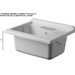 Lavandino Lavatoio per Esterno con Mobiletto 60x60 Pilozzo in Resina