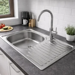 Lavandino Lavello da Cucina 80x50 cm 1 vasca con Gocciolatoio Destro