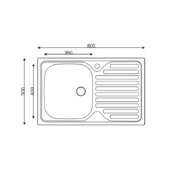 Lavandino Lavello da Cucina 80x50 cm 1 vasca con Gocciolatoio Destro