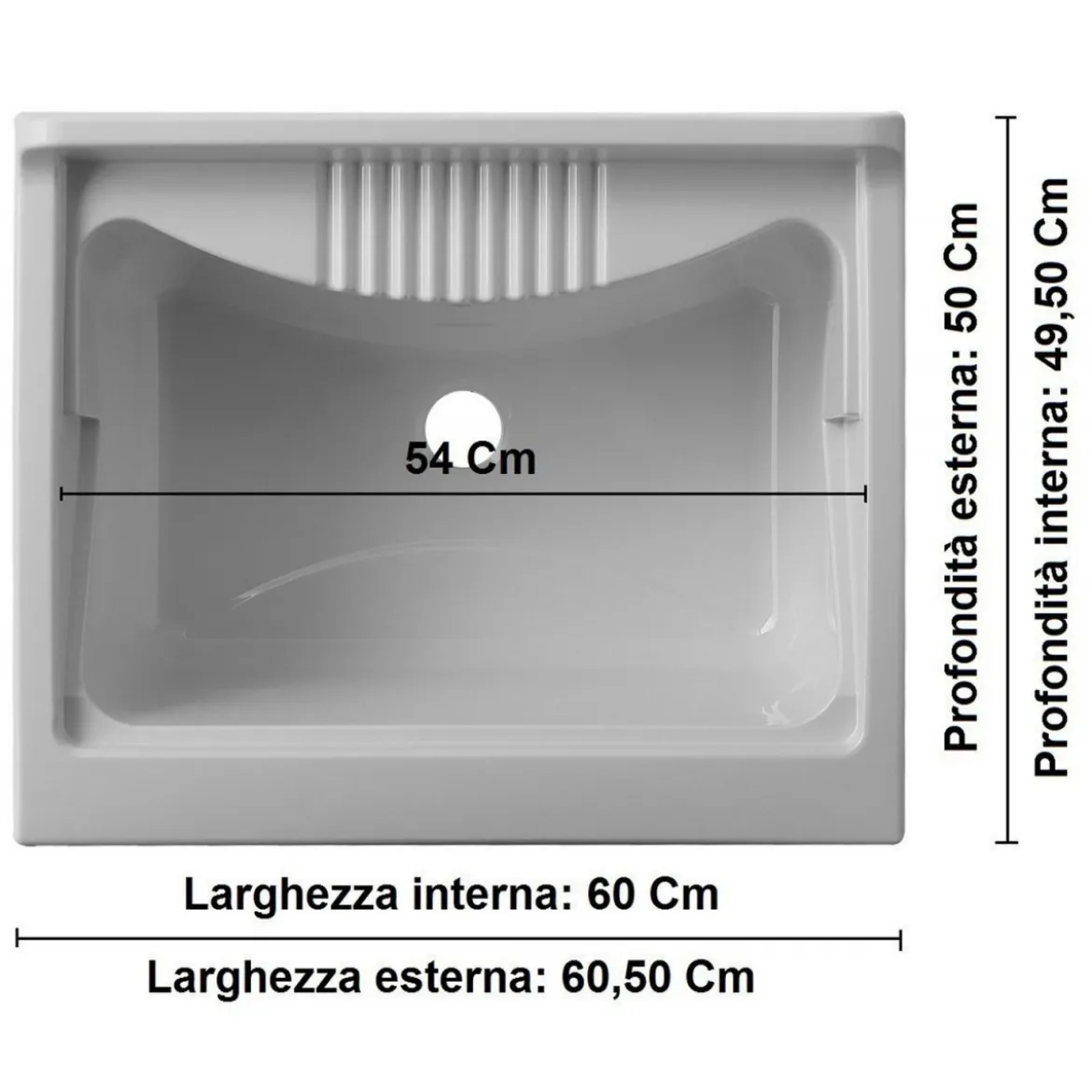 Lavandino per Esterno 60x50 Lavatoio con Mobile in Resina da Terrazzo Lavanderia