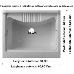 Lavatoio con Mobiletto in Legno da Interno Lavanderia 60x50 Lavandino Pilozzo