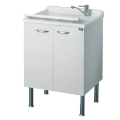 Lavatoio con Mobiletto in Legno 60x60 Sifone Piletta di Scarico Pilozzo Lavanderia