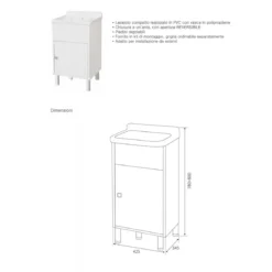 Lavatoio da Esterno Salvaspazio 43x35 in Resina con Sifone Mobile Lavanderia