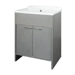 Lavatoio da Lavanderia in PVC con Vasca 58x38 cm Effetto Rovere Esterno
