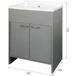 Lavatoio da Lavanderia in PVC con Vasca 58x38 cm Effetto Rovere Esterno