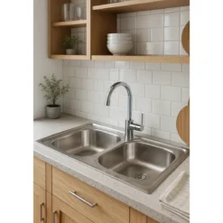 Lavello da Appoggio 80x50 cm 2 Vasche in Acciaio Inox per Cucina