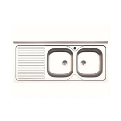 Lavello Lavandino da Cucina Appoggio 120x50 cm 2 vasche Gocciolatoio Sinistro