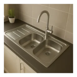 Lavello 2 Vasche con Gocciolatoio Sinistro Inox da Appoggio 120x60 cm