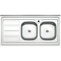 Lavello 2 Vasche con Gocciolatoio Sinistro Inox da Appoggio 120x60 cm