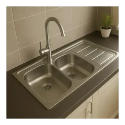 Lavello 2 Vasche con Gocciolatoio Destro Inox da Appoggio 120x60 cm