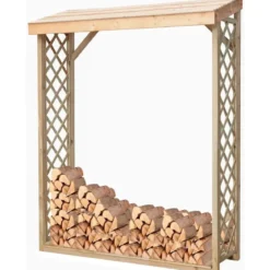 Legnaia con Griglia 162x60x20 5cm in Legno Abete Massello da Esterno