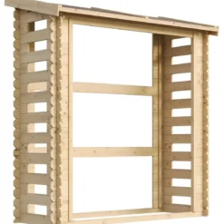 Legnaia da Esterno in Legno Grezzo 168x70x200 cm Tetto Impermeabile