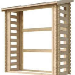 Legnaia da Esterno in Legno Grezzo 168x70x200 cm Tetto Impermeabile