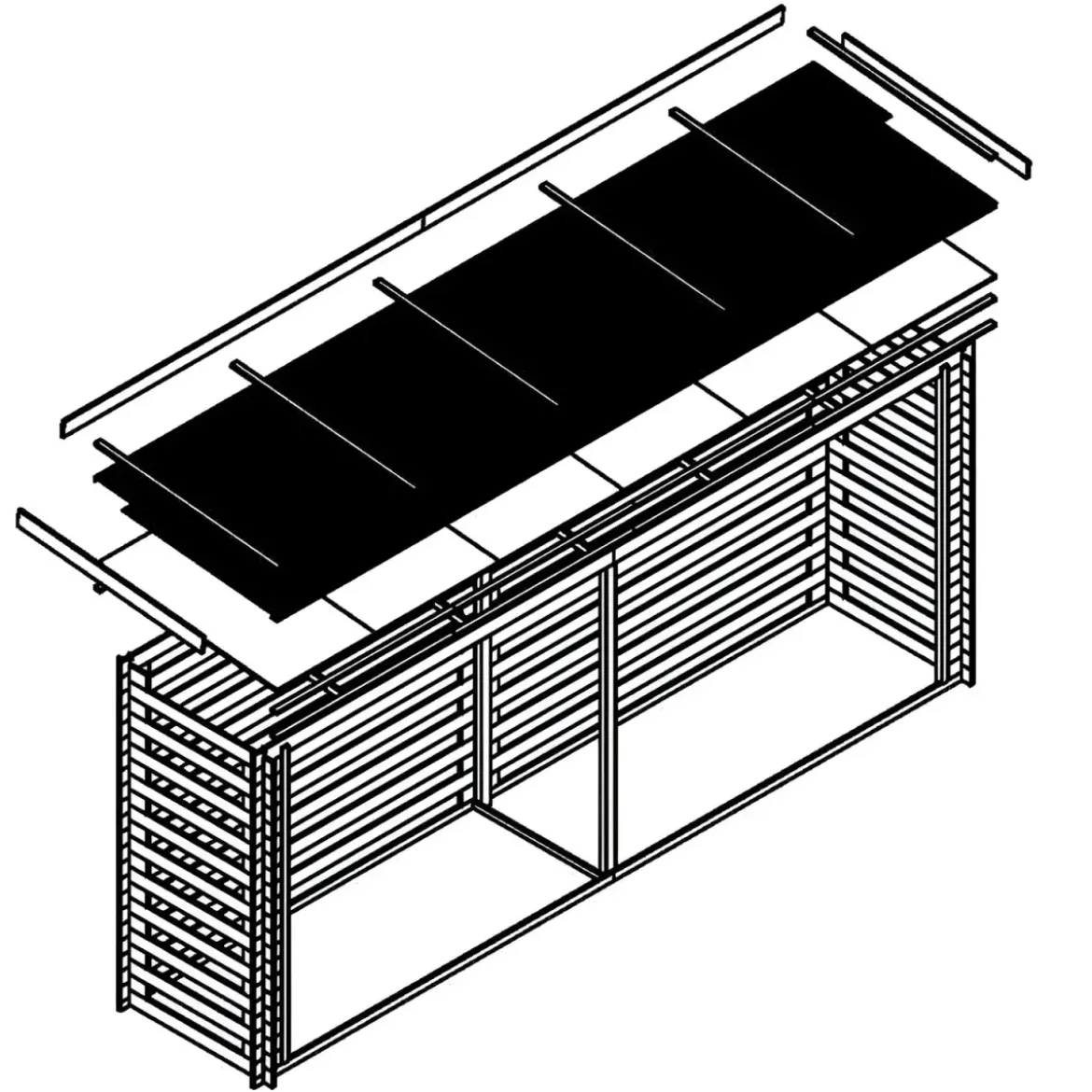 Legnaia da Esterno in Legno Grezzo 456x100x199 cm Tetto Impermeabile