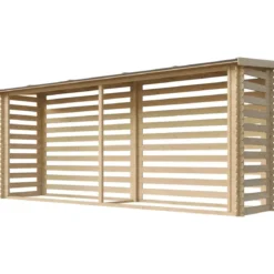 Legnaia da Esterno in Legno Grezzo 456x100x199 cm Tetto Impermeabile