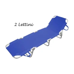 2 Lettini Prendisole Blu da Mare in Alluminio Brandina Pieghevole Spiaggia