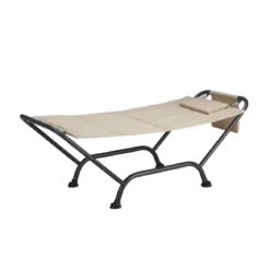 Lettino Amaca Struttura Acciaio Telo Max 120 kg Giardino Cuscino + Sacca Oggetti