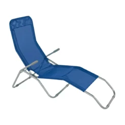 Lettino Mare Blu Sdraio Basculante Pieghevole Acciaio Spiaggia Relax da Giardino