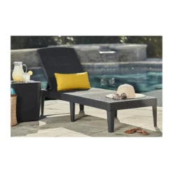 Lettino Mare in Resina Grafite Giardino Sdraio Spiaggia Relax Prendisole Rattan