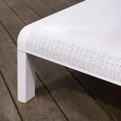 Lettino Prendisole Pieghevole da Esterno Bianco Resina Resistente UV