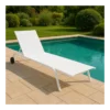 Lettino Sdraio Bianco 192x58x95H cm 5 Posizioni Textilene con Ruote