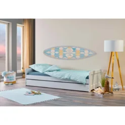 2 Letti Singoli 90x200 Bianco da Cameretta Secondo Estraibile Contenitore
